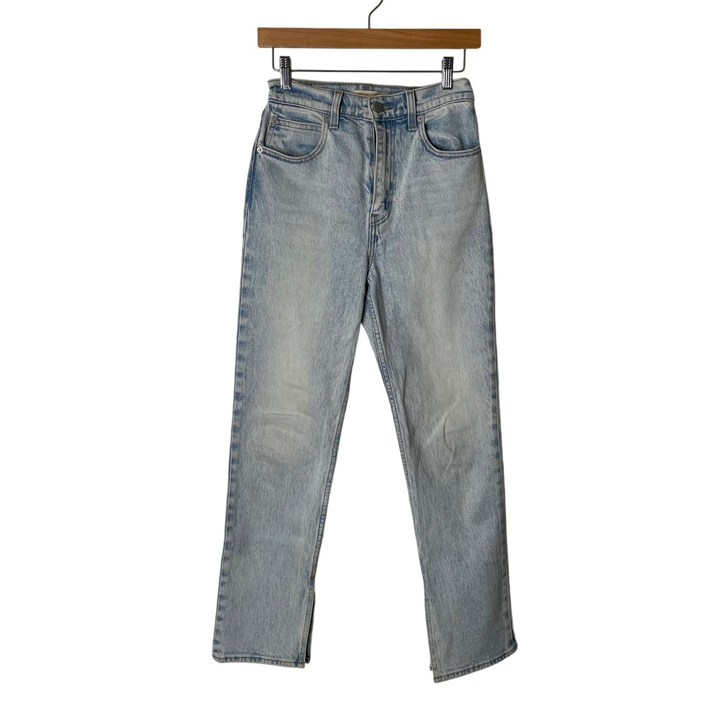 Levis Premium 70s High Slim Straight Jeans Womens 25 x 29 Denim Light Split Hem